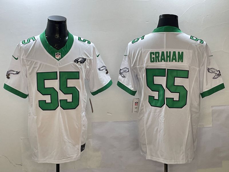Men Philadelphia Eagles #55 Graham White Retro three generations 2025 Nike Vapor Limited NFL Jersey style 4